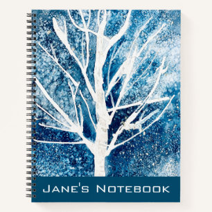 Winter white birch tree Christmas Notebook