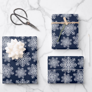 Winter White Blue Snowflakes Wonderland Pattern Wrapping Paper Sheet