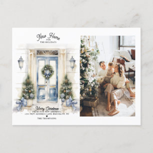 Winter White Christmas Door New Home Photo Moving Holiday Postcard