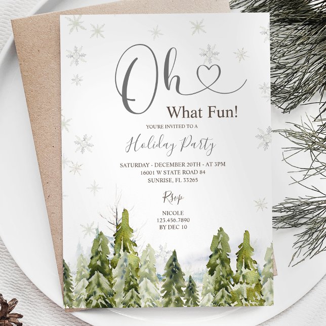 Winter White Christmas Trees Holiday Winter Party Invitation (Creator Uploaded)