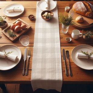 Winter White Farmhouse Buffalo Plaid Short Table Runner