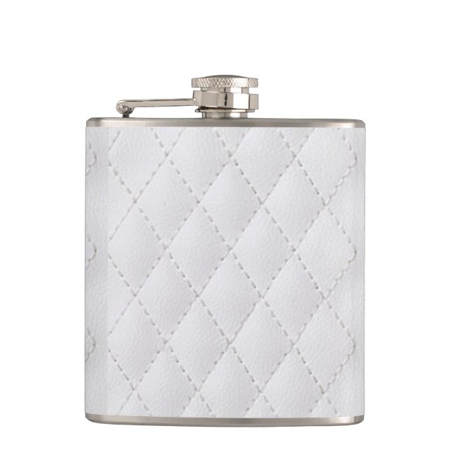 winter white faux leather graphic hipster hip flask (Front)