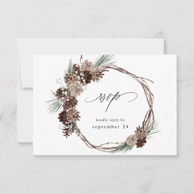 Winter White Floral & Pine w Meal RSVP 2 (Front)