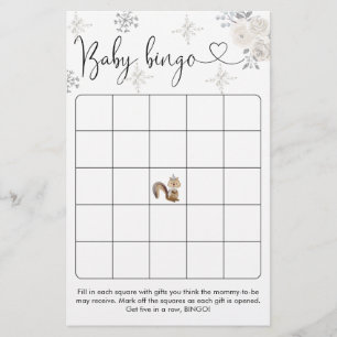 Winter White Floral Woodland Bingo Game
