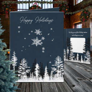 Winter White Forest Night Happy Holidays Modern Holiday Card