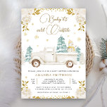 Winter White Gold Floral Truck Snowman Baby Shower Invitation<br><div class="desc">Amaze your guests with this elegant woodland theme winter baby shower invite featuring a cute white truck and adorable snowman with white flowers and QR Code for gift registry. Simply add your event details on this easy-to-use template to make it a one-of-a-kind invitation.</div>