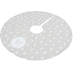Winter White/Ivory Personalised Monogram Brushed Polyester Tree Skirt