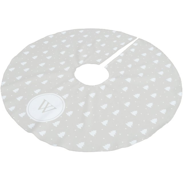 Winter White/Ivory Personalised Monogram Brushed Polyester Tree Skirt (Angled)