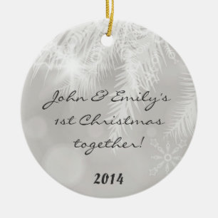 Winter White Pine Needl Personalised Name Ornament