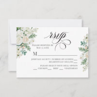 Winter White Roses Dogwood and Spruce Wedding