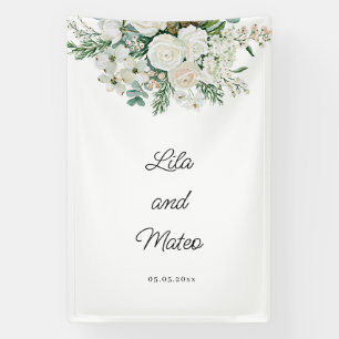 Winter white roses wedding design banner