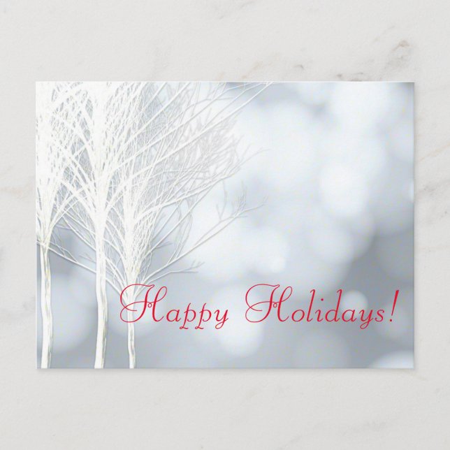 Winter White Rustic Trees Holiday Postcard (Front)