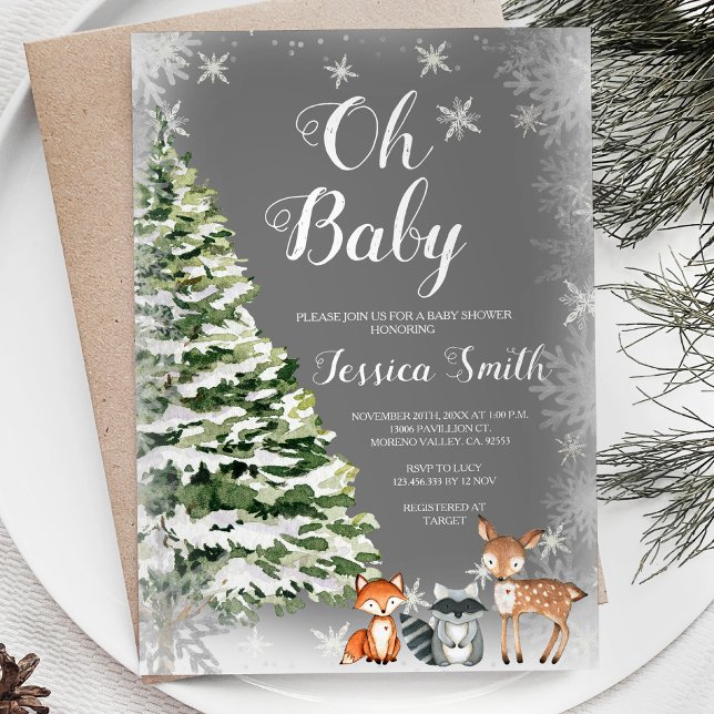 Winter White Snowflakes Christmas Baby Shower Invitation (Creator Uploaded)