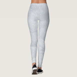 Winter White Snowy Glitter Sparkles Christmas Leggings