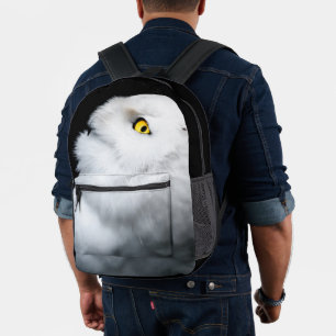 Winter White Snowy Owl Printed Backpack