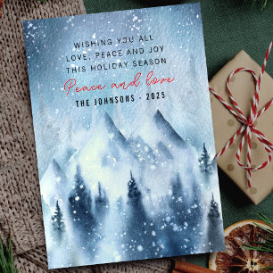 Winter White Watercolor Woodland Christmas Holiday Card