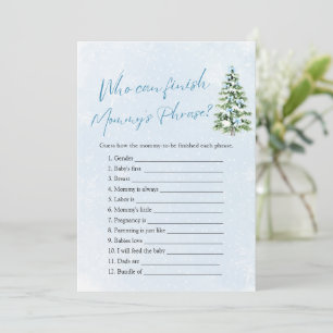 Winter Who Can Finish Mummy's Phrase Baby Shower Invitation