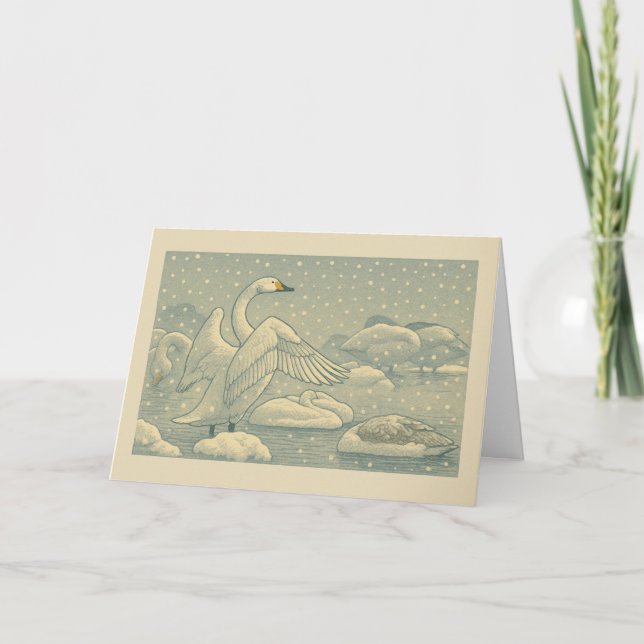 Winter Whooping Swans - Christmas Card (Front)