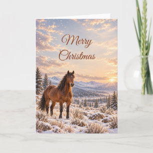 Winter Wild Horse Christmas Holiday Card