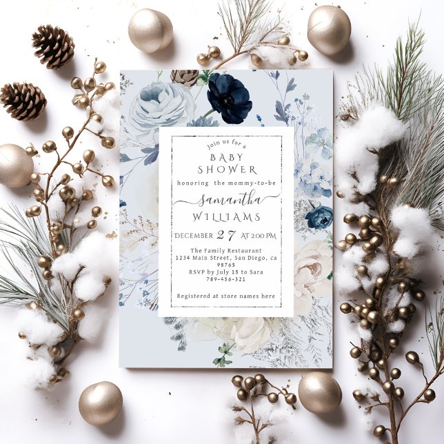 Winter Wildflower Elegant Boho Baby Shower  Invitation (Creator Uploaded)