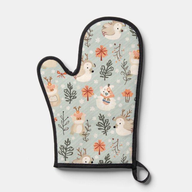 Winter Wildlife Kitchen Essentials Oven Mitt (Front)
