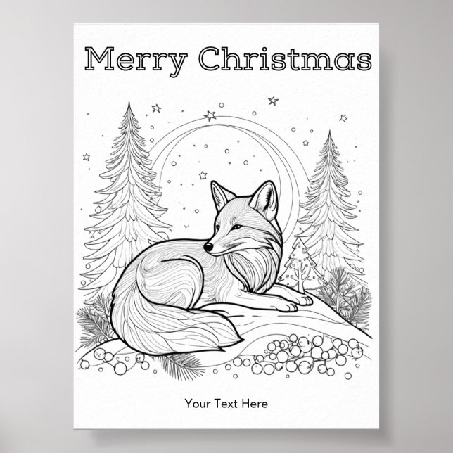 Winter Wildlife Red Fox Christmas Colouring Poster (Front)