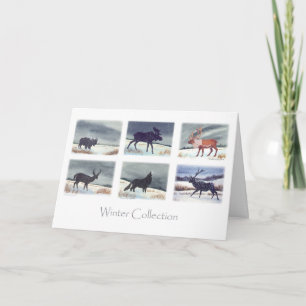 Winter Wildlife Watercolor Paintings Collection Card