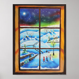 Winter Window wall mural painting Poster