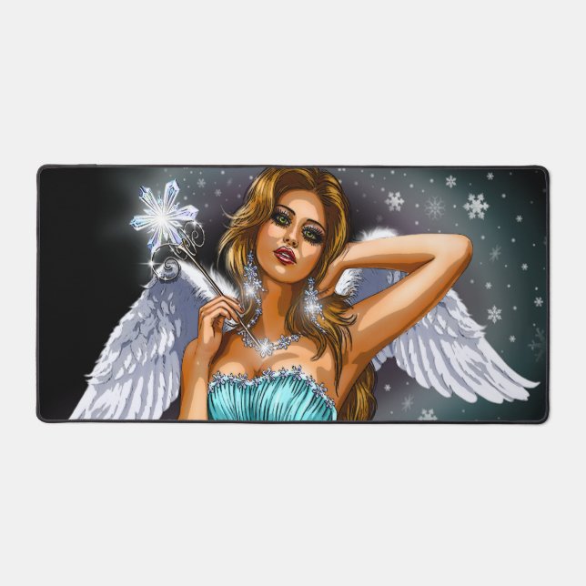 Winter Winged Fairy Desk Mat (Front)