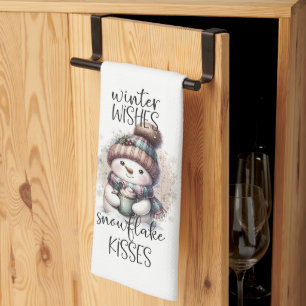 Winter Wishes Snowflake Kisses Tea Towel
