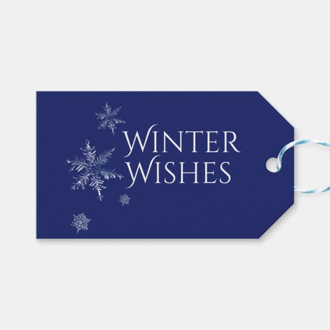Winter Wishes Snowflakes Gift Tags (Front (Horizontal))