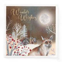Winter Wishes Winter Scene Party Napkins