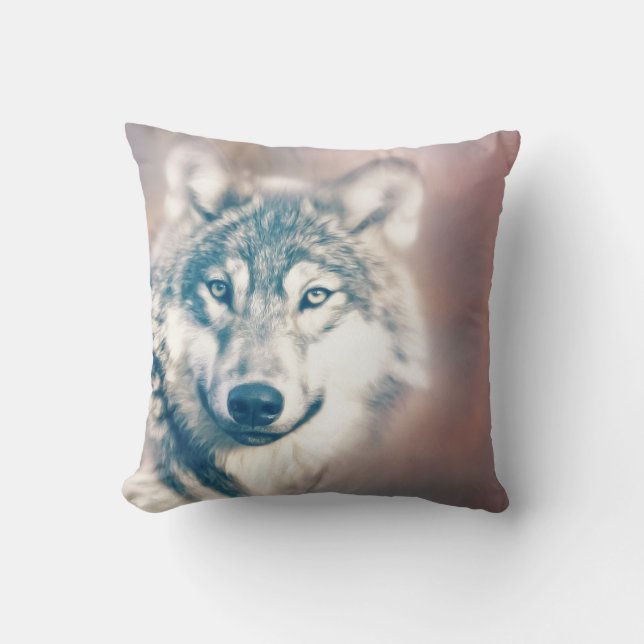 Winter Wolf Decorative Accent Throw Pillow (Front)