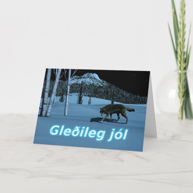 Winter Wolf - Gleðileg Jól Holiday Card (Front)