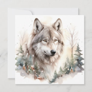 Winter Wolf Greeting Card