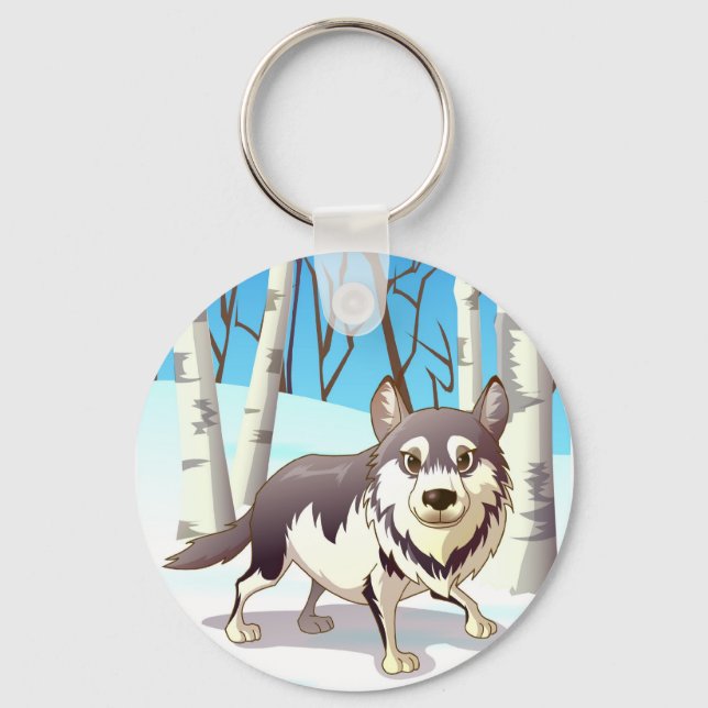 Winter Wolf Key Ring (Front)
