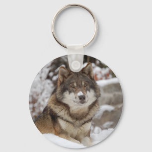 Winter Wolf Key Ring