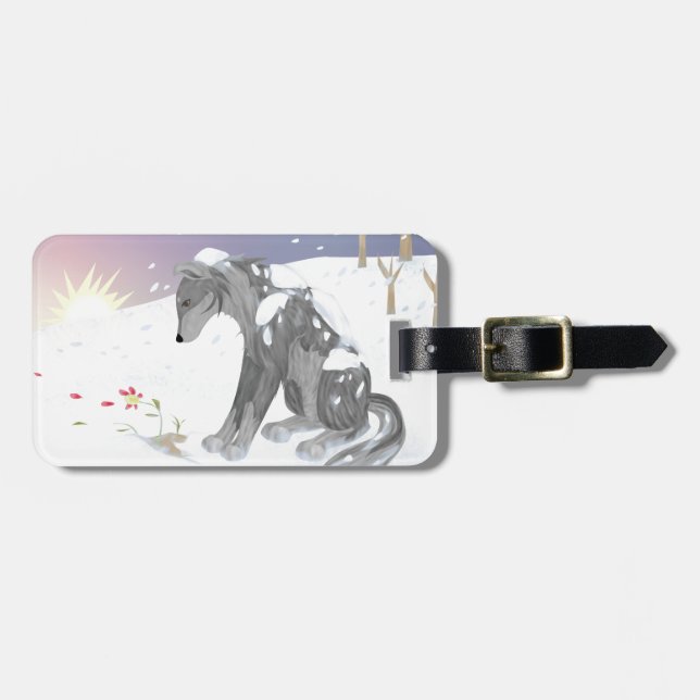 Winter Wolf Luggage Tag (Front Horizontal)