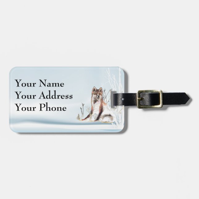 Winter Wolf Luggage Tag (Front Horizontal)