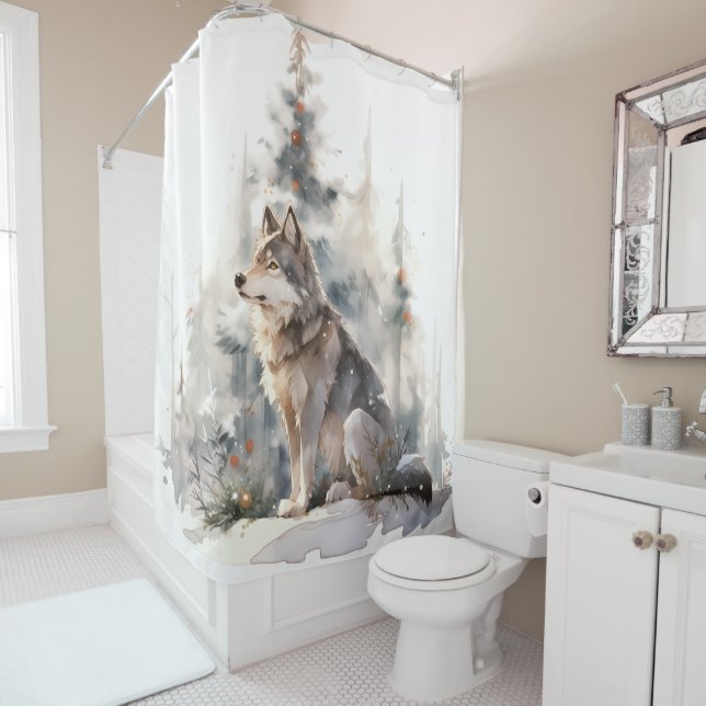 Winter Wolf Shower Curtain (In Situ)