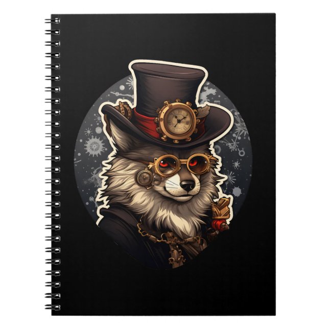 Winter wolf steampunk notebook (Front)