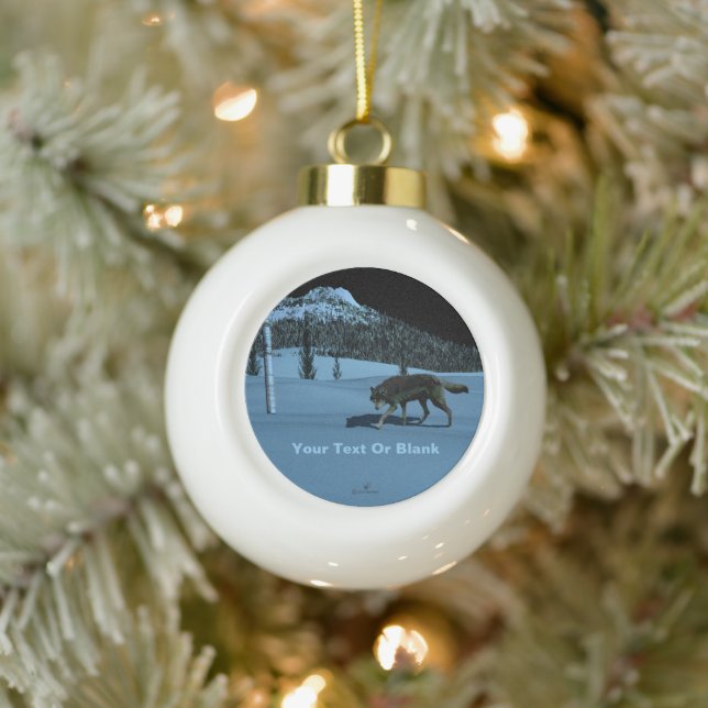 Winter Wolf - Tapetum Lucidum Ceramic Ball Christmas Ornament (Tree)