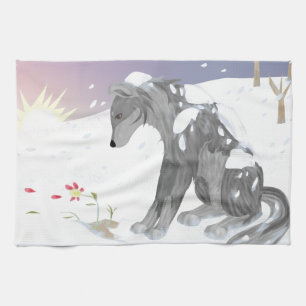 Winter Wolf Tea Towel