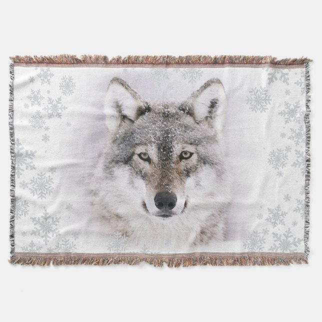 Winter Wolf Throw Blanket (Front)