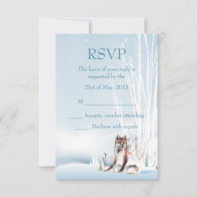 Winter Wolf Wedding RSVP Card (Front)