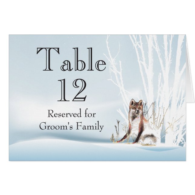 Winter Wolf Wedding Table Number (Front Horizontal)