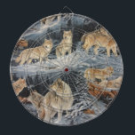 Winter Wolves Dartboard<br><div class="desc">A pack of wolves in a winter forest.</div>