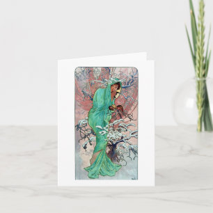 Winter Woman Personified 1896 Alphonse Mucha Stick Card