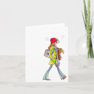 winter women shopping notecard
