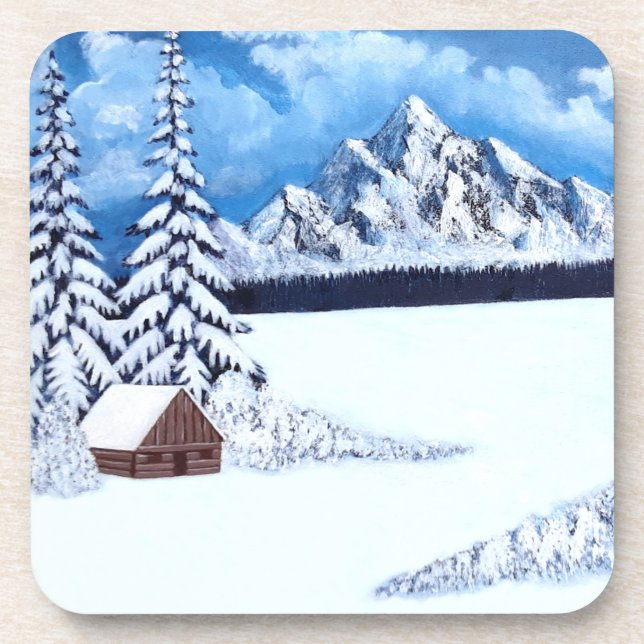 Winter Wonder Scene Beverage Coaster (Front)